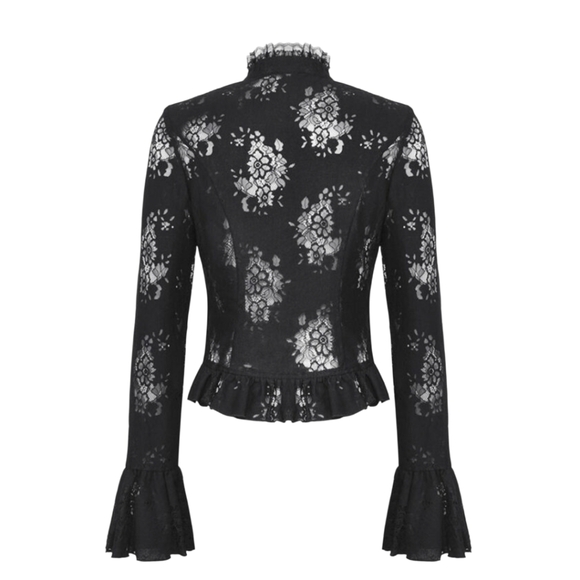 Dark In Love Black Lace Victorian/Gothic Blouse With Cross Size XXL in EUC - Picture 3 of 11